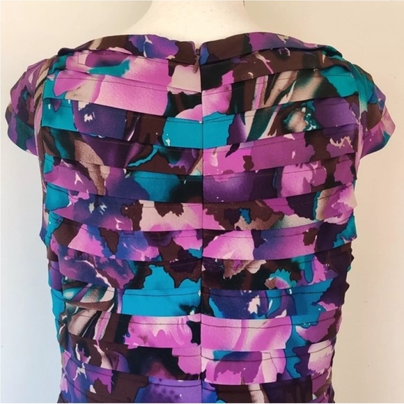 Adriana Papell Multicolored Cocktail Dress 14 Petite - Picture 6 of 8